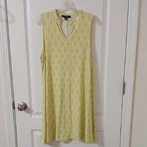 Lime Green Sleeveless Patterned Dress